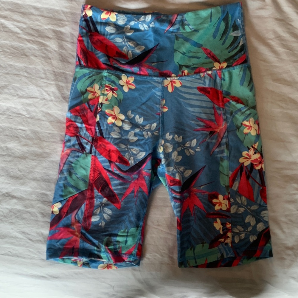 Marika Blue and Red Floral Bike Shorts
